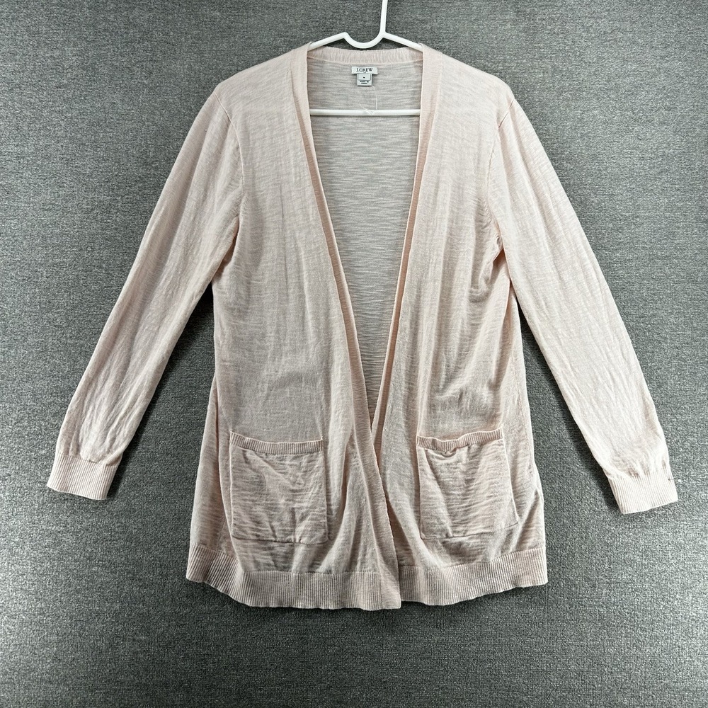 J Crew Cardigan Women Size Medium Light Pink Lightweight Casual 100% Cotton